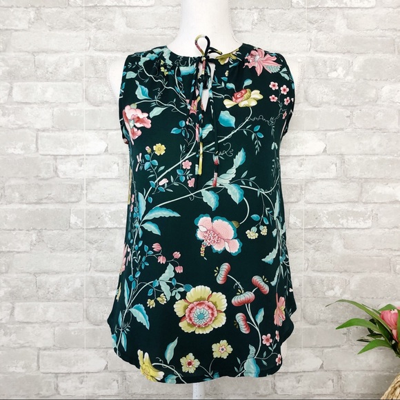 LOFT Green Floral Print Tank Top Size XXS - Picture 15 of 16